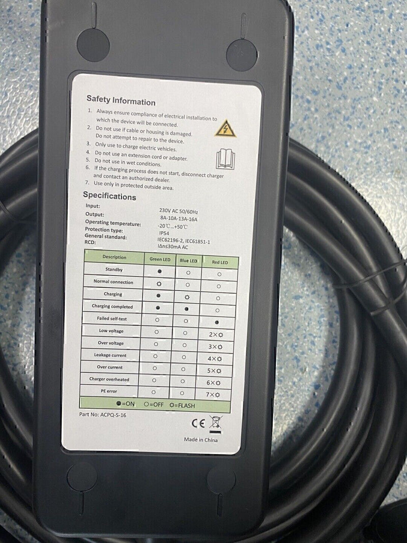 DURAFORCE EV Charger 16A Electric Car Portable Charging Cable NEMA6-20 EVSE 110V-220V US