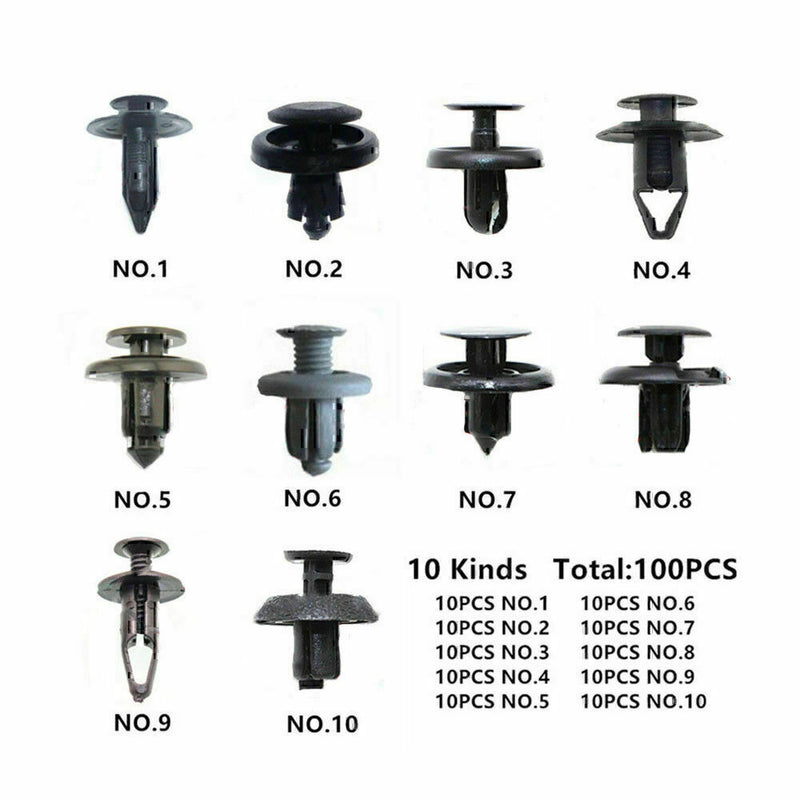 DURAFORCE 100Pack Fender Clips Trim Car Auto Push Pin Rivet Bumper Fastener Panel Retaine!