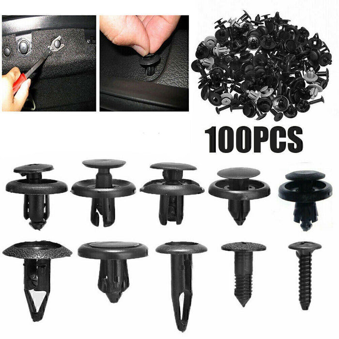 DURAFORCE 100Pack Fender Clips Trim Car Auto Push Pin Rivet Bumper Fastener Panel Retaine!