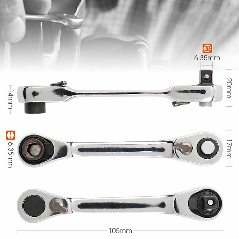 DURAFORCE Mini 1/4inch Double Ended Quick Socket Ratchet Wrench Rod Screwdriver Bit 1PC US