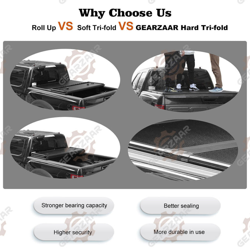 DURAFORCE For 2020-2023 Jeep Gladiator JT 5FT Hard Tri-Fold Tonneau Cover Truck Bed Cover/