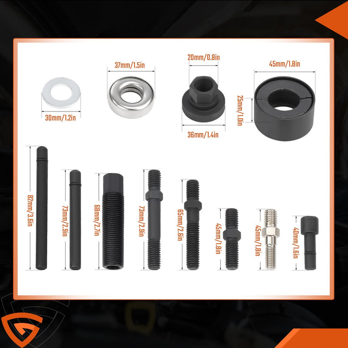 DURAFORCE 13Pcs Power Steering Pump Pulley Puller Remover & Alternator Installer Tool A