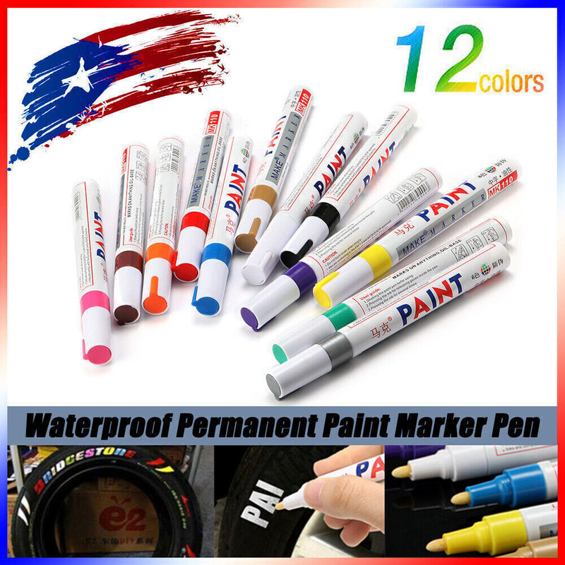 DURAFORCE 12pcs set Waterproof Permanent Paint Marker Pen Car Tyre Tire Tread Rubber Metal
