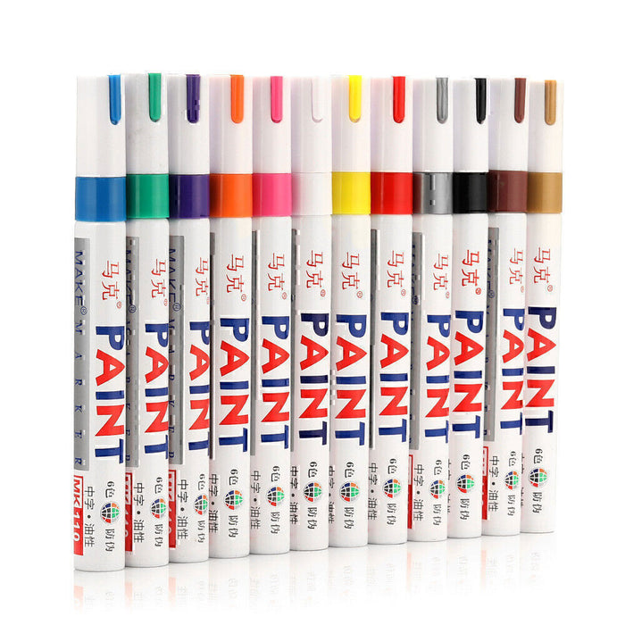 DURAFORCE 12pcs set Waterproof Permanent Paint Marker Pen Car Tyre Tire Tread Rubber Metal