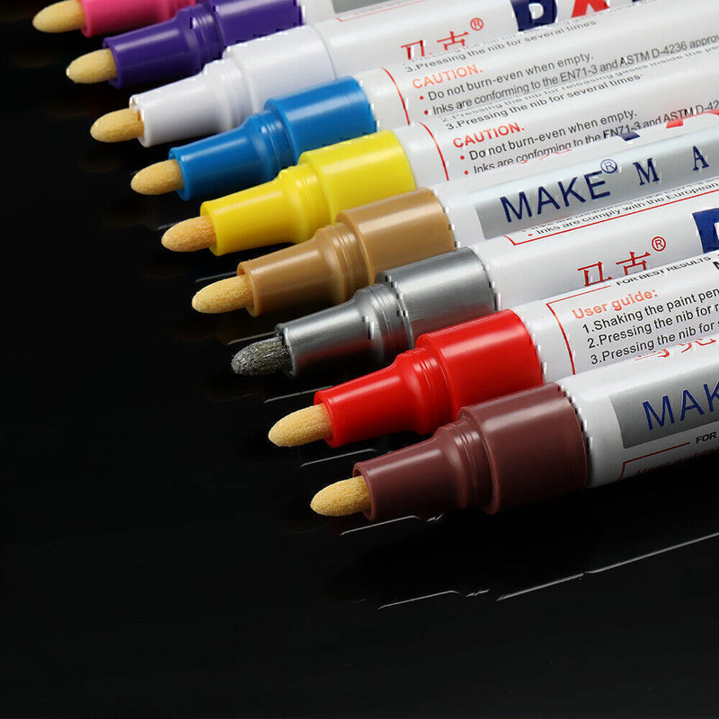 DURAFORCE 12pcs set Waterproof Permanent Paint Marker Pen Car Tyre Tire Tread Rubber Metal