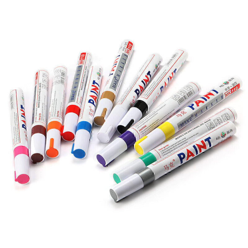 DURAFORCE 12pcs set Waterproof Permanent Paint Marker Pen Car Tyre Tire Tread Rubber Metal