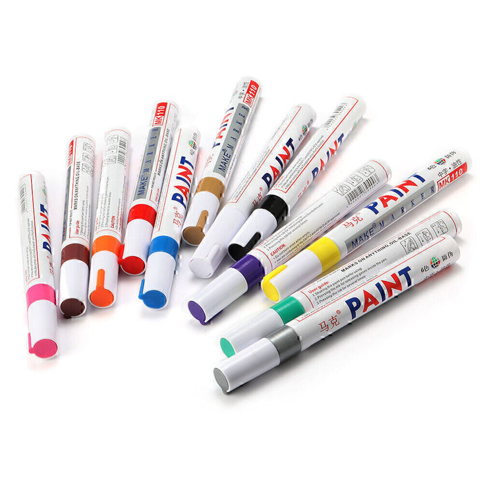 DURAFORCE 12pcs set Waterproof Permanent Paint Marker Pen Car Tyre Tire Tread Rubber Metal