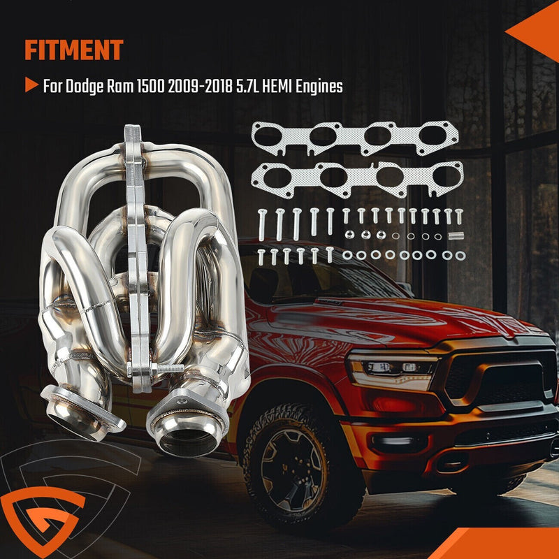 DURAFORCE Shorty Stainless Performance Exhaust Headers For Dodge Ram 1500 09-18 5.7L HEMI