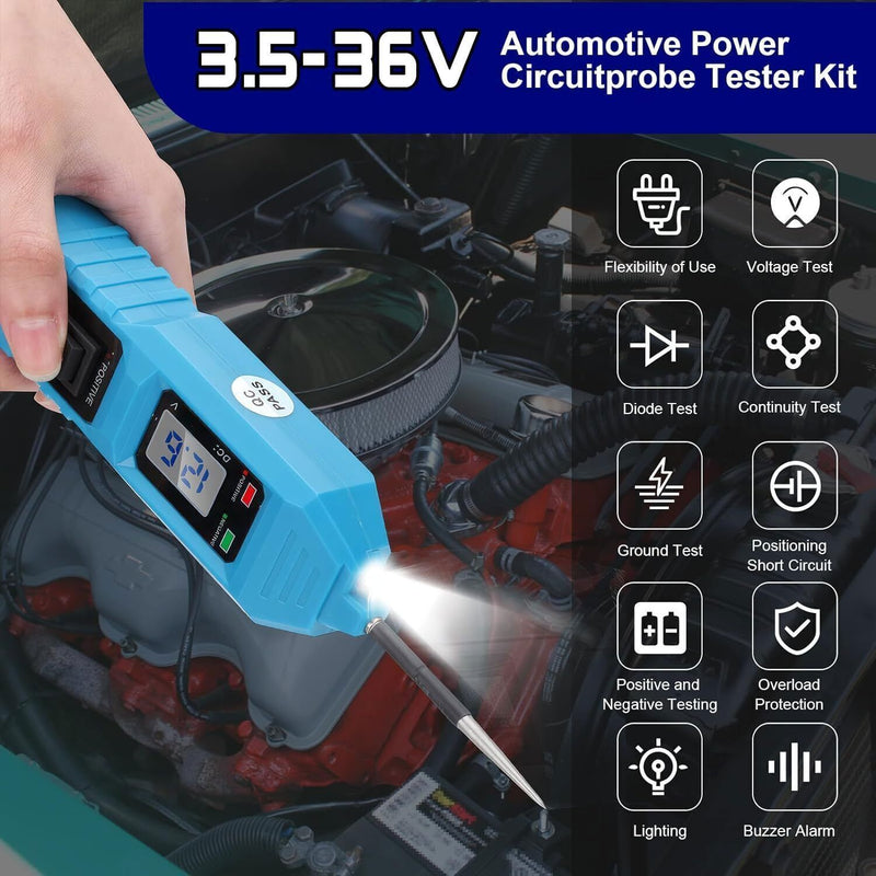 DURAFORCE 3.5-36V Digital Automotive Car Power Circuit Electrical Tester Probe Test A
