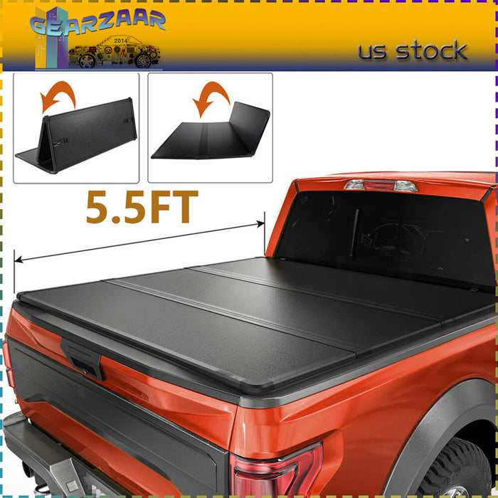 DURAFORCE 5.5FT Tonneau Cover Hard Tri-Fold For 2015-2024 Ford F150 Truck Bed Waterproof /