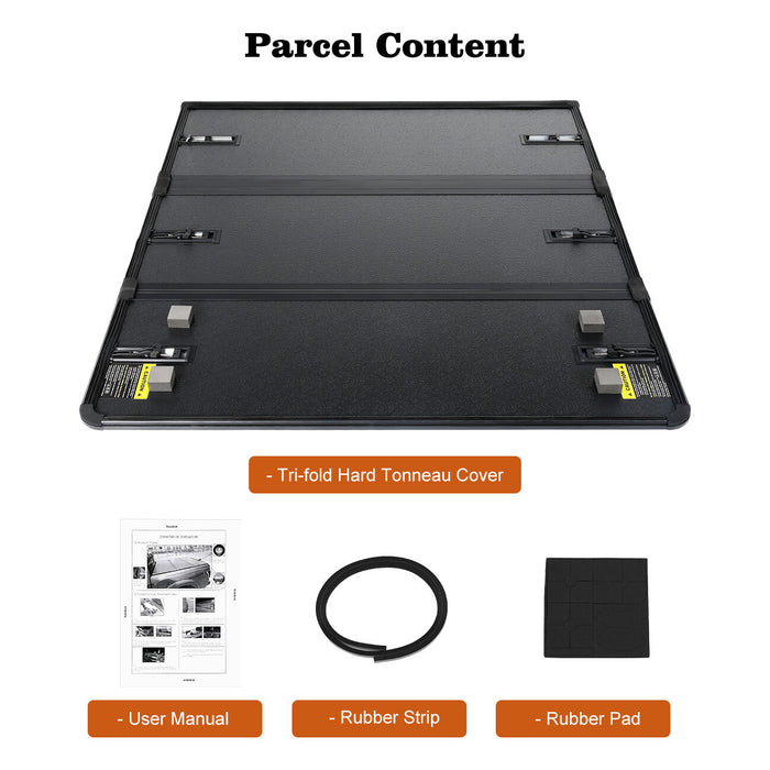 DURAFORCE 5.5FT Tonneau Cover Hard Tri-Fold For 2015-2024 Ford F150 Truck Bed Waterproof /