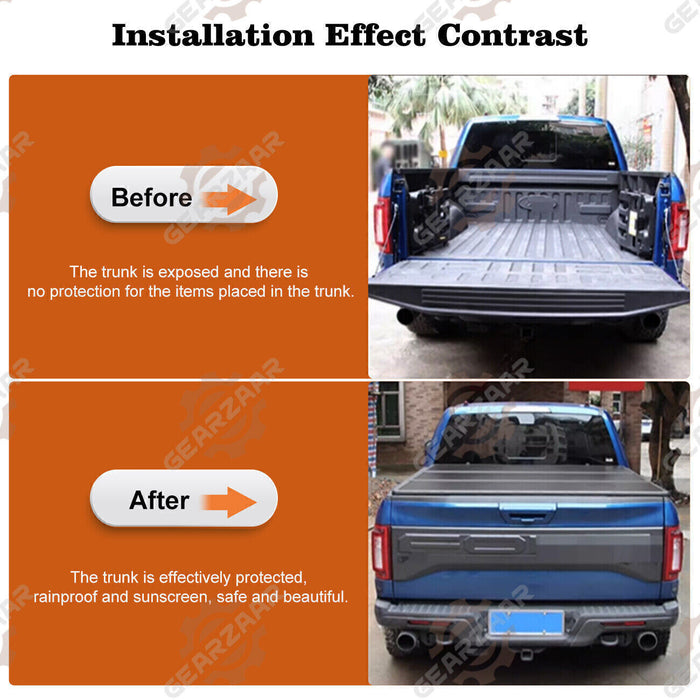 DURAFORCE 5.5FT Tonneau Cover Hard Tri-Fold For 2015-2024 Ford F150 Truck Bed Waterproof /