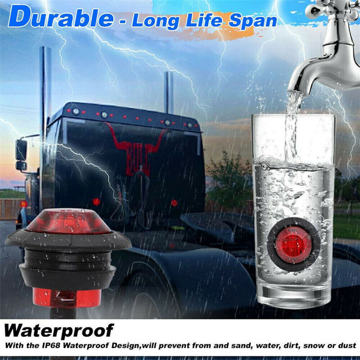 DURAFORCE 20x 3/4" Marker Lights LED Truck Trailer Round Side Bullet Light Amber &Red Lamp