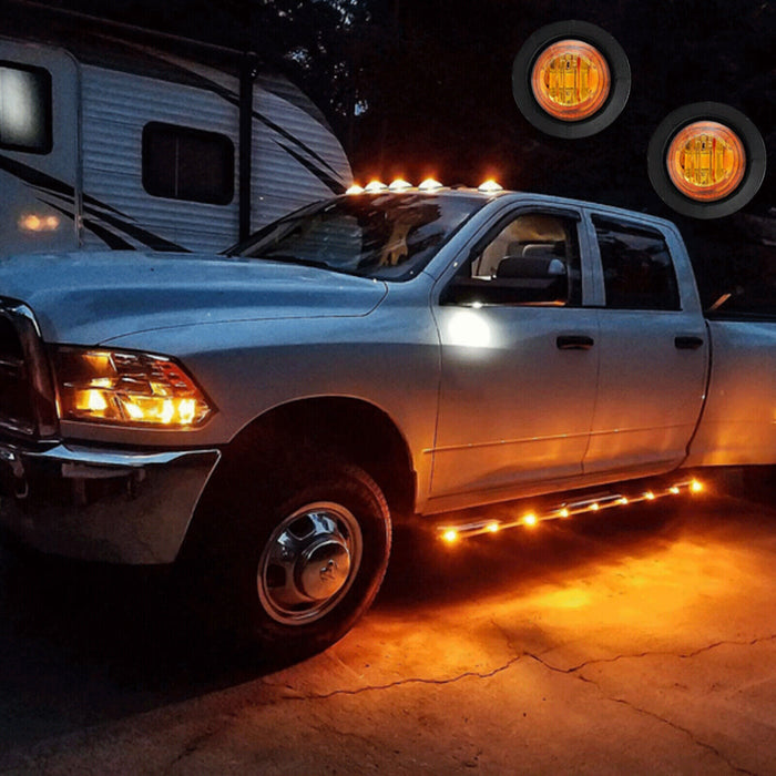 DURAFORCE 20x 3/4" Marker Lights LED Truck Trailer Round Side Bullet Light Amber &Red Lamp