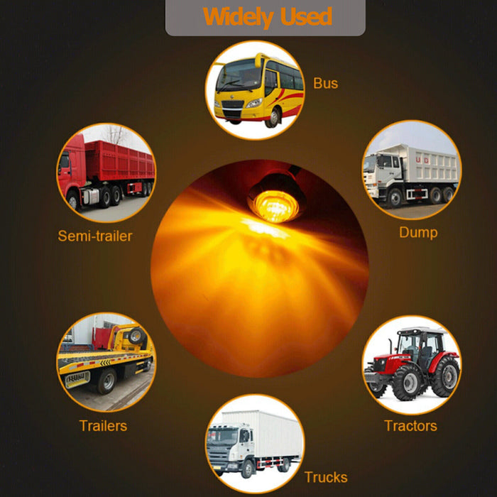 DURAFORCE 20x 3/4" Marker Lights LED Truck Trailer Round Side Bullet Light Amber &Red Lamp
