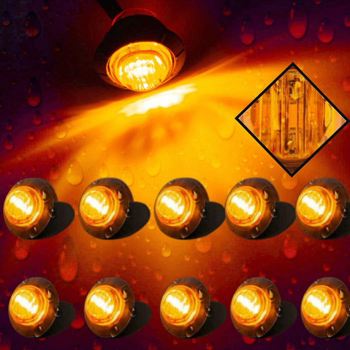 DURAFORCE 20x 3/4" Marker Lights LED Truck Trailer Round Side Bullet Light Amber &Red Lamp