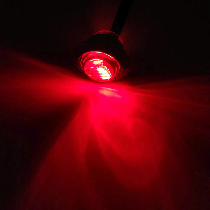 DURAFORCE 20x 3/4" Marker Lights LED Truck Trailer Round Side Bullet Light Amber &Red Lamp