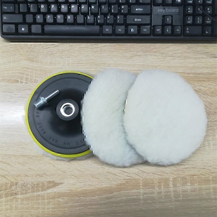 DURAFORCE 5PCS 6" Buffing Polishing Pad Wool Wheel Mop Kit For Car Polisher Drill Adapter!