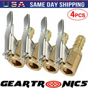DURAFORCE 4pc 5/16" Open Flow Air Chuck with Lock Connector Tire Inflator Valve and Clamp