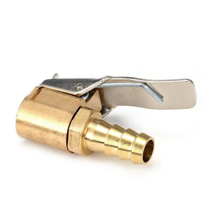 DURAFORCE 4pc 5/16" Open Flow Air Chuck with Lock Connector Tire Inflator Valve and Clamp