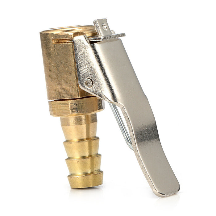 DURAFORCE 4pc 5/16" Open Flow Air Chuck with Lock Connector Tire Inflator Valve and Clamp