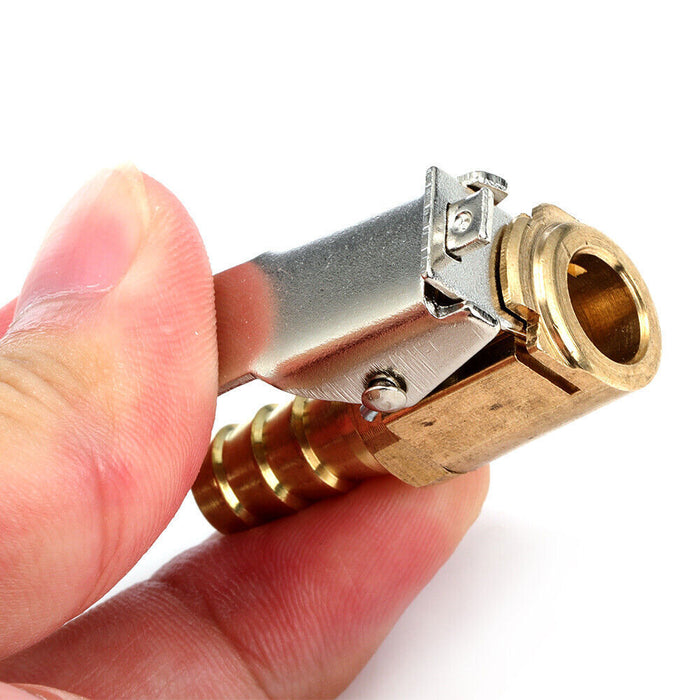 DURAFORCE 4pc 5/16" Open Flow Air Chuck with Lock Connector Tire Inflator Valve and Clamp