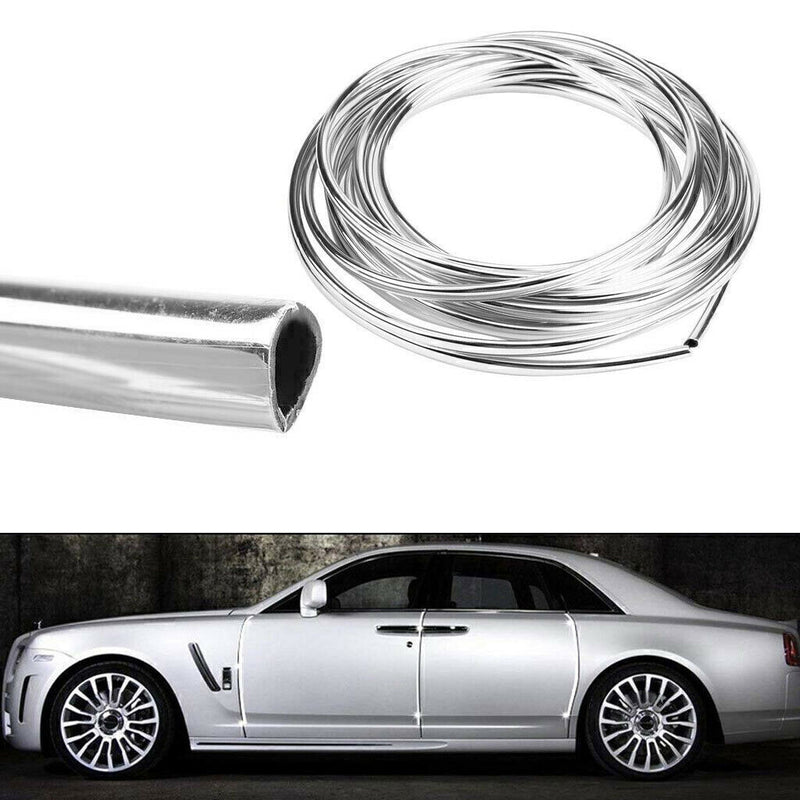 DURAFORCE 20FT Chrome Car Door Edge Molding Trim Seal Strip Scratch Protector Guard Decor