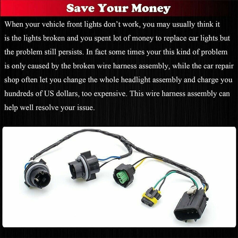 DURAFORCE 2x 25962806 Headlight Wiring Harness Fits 2007-2013 Chevrolet Silverado 2500 HD*