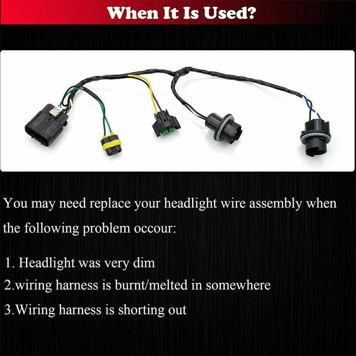 DURAFORCE 2x 25962806 Headlight Wiring Harness Fits 2007-2013 Chevrolet Silverado 2500 HD*