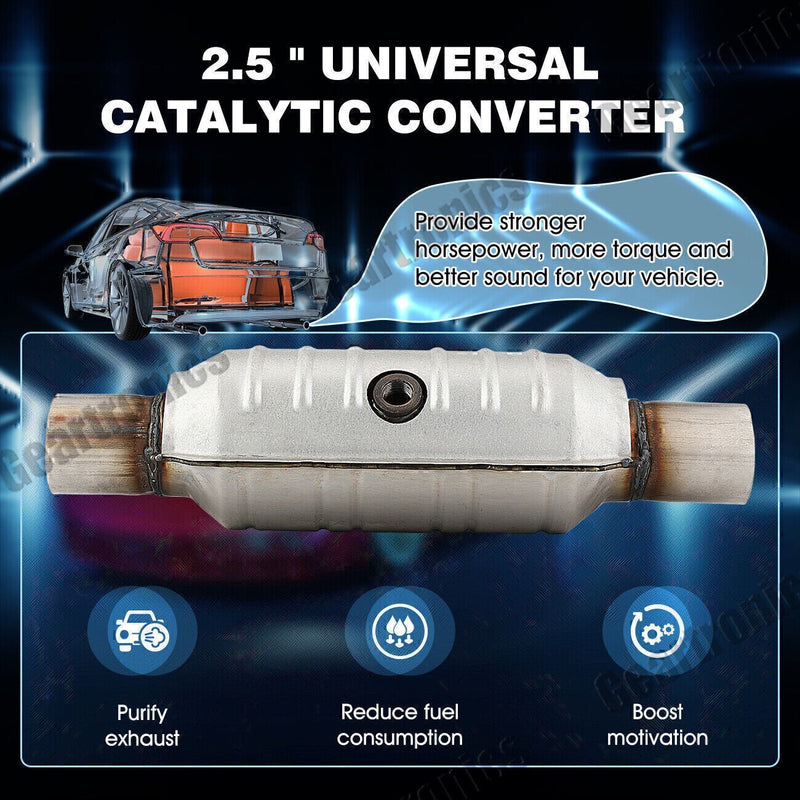 DURAFORCE Weld-On 2.5" UNIVERSAL Three-way Catalytic Converter Cat US* Fast Shipping