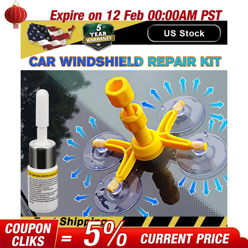 DURAFORCE Windshield Repair Kit Quick Fix DIY Car Wind Glass Bullseye Rock Chip Crack Sta!