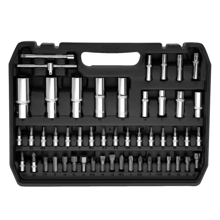 DURAFORCE 108Pcs Mechanics Tools - Kit 6-Point Socket Ratchet Wrench Set Repair Tool Case
