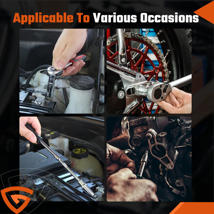 DURAFORCE 108Pcs Mechanics Tools - Kit 6-Point Socket Ratchet Wrench Set Repair Tool Case