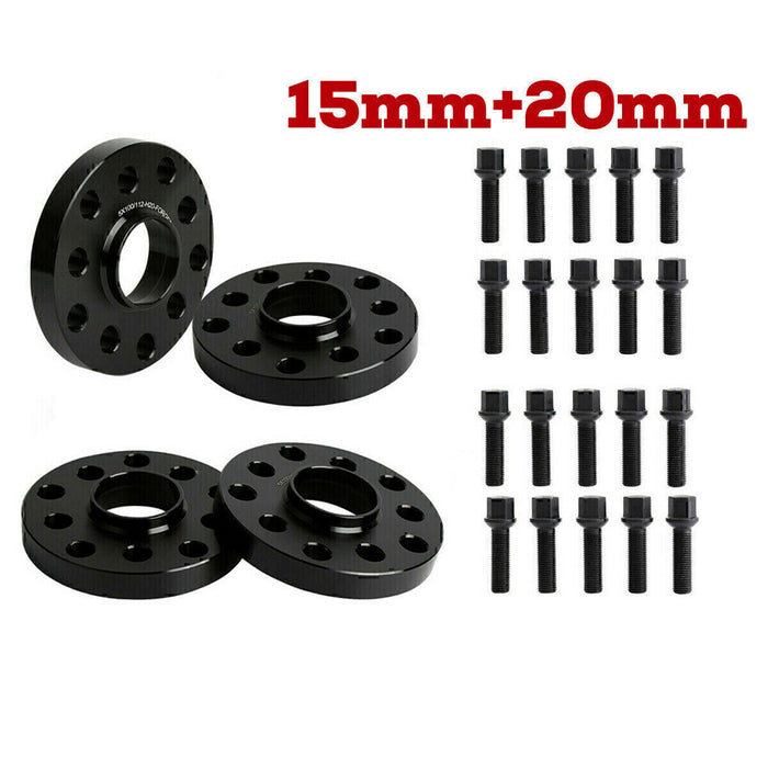 DURAFORCE 15mm+20mm 5x100/5x112 Hubcentric Wheel Spacers Adapters for VW Audi 57.1mm Invor