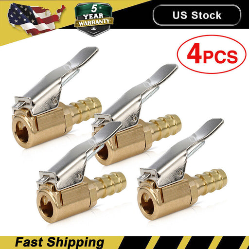 DURAFORCE 4x 5/16" Open Flow Air Chuck with Lock Connector Tire Inflator Valve and Clamp*