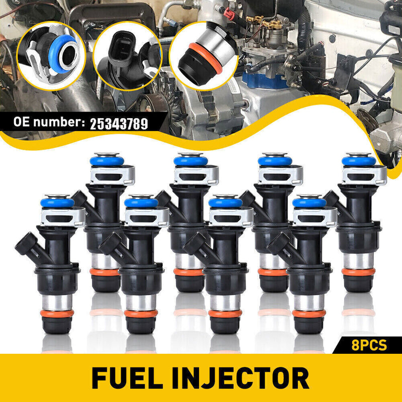 DURAFORCE (8) DELPHI FUEL INJECTORS 25343789 FOR CHEVY GMC SILVERADO SUBURBAN 5.3L 6.0L US