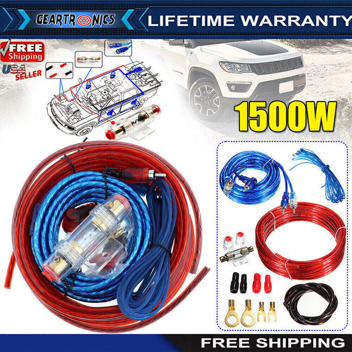 DURAFORCE 1500W Car Audio Cable Set Amp Amplifier Install RCA Subwoofer Sub Wiring 8 Gaug*