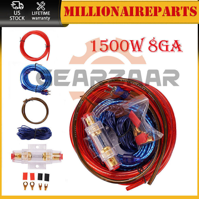 DURAFORCE 1500W Car Audio Cable Set Amp Amplifier Install RCA Subwoofer Sub Wiring 8 Gaug*