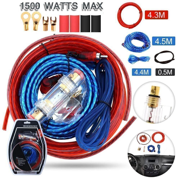 DURAFORCE 1500W Car Audio Cable Set Amp Amplifier Install RCA Subwoofer Sub Wiring 8 Gaug*