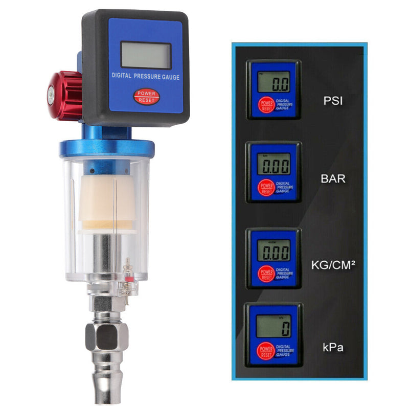 DURAFORCE Spray Gun Digital Paint Air Pressure Regulator Gauge Water Trap Filter Evmaaahg