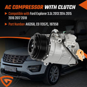 DURAFORCE AC Compressor fit for 2013-2018 Ford Explorer Lincoln MKS MKT MKZ 3.5L / 3.7L