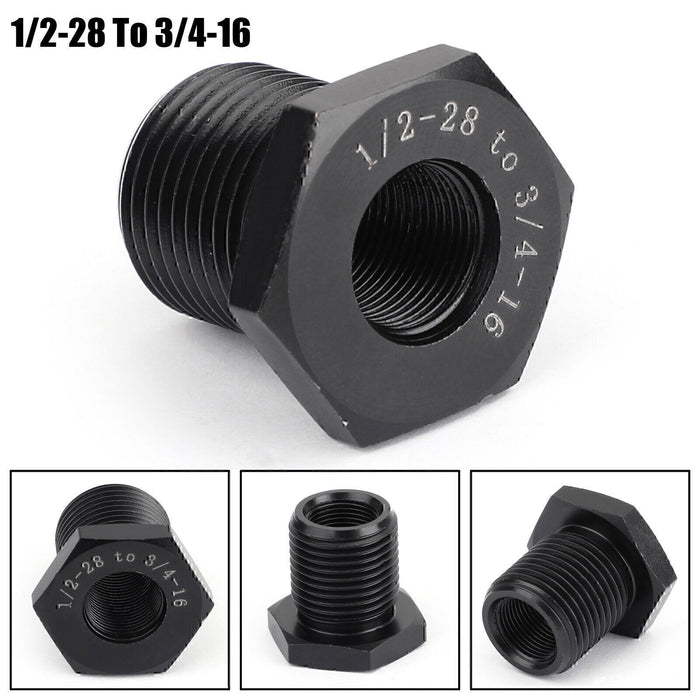 DURAFORCE 3PCS 1/2-28 to 3/4-16, 13/16-16, 3/4 NPT Thread Oil Filter Adapters Black US*