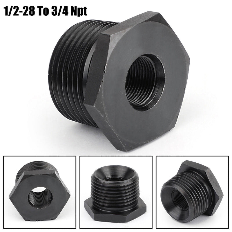 DURAFORCE 3PCS 1/2-28 to 3/4-16, 13/16-16, 3/4 NPT Thread Oil Filter Adapters Black US*