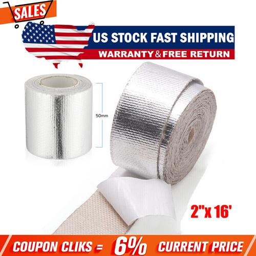 DURAFORCE 2"x 16' Adhesive Exhaust Header Turbo Manfold Pipe Aluminum Heat Shield WrapTape