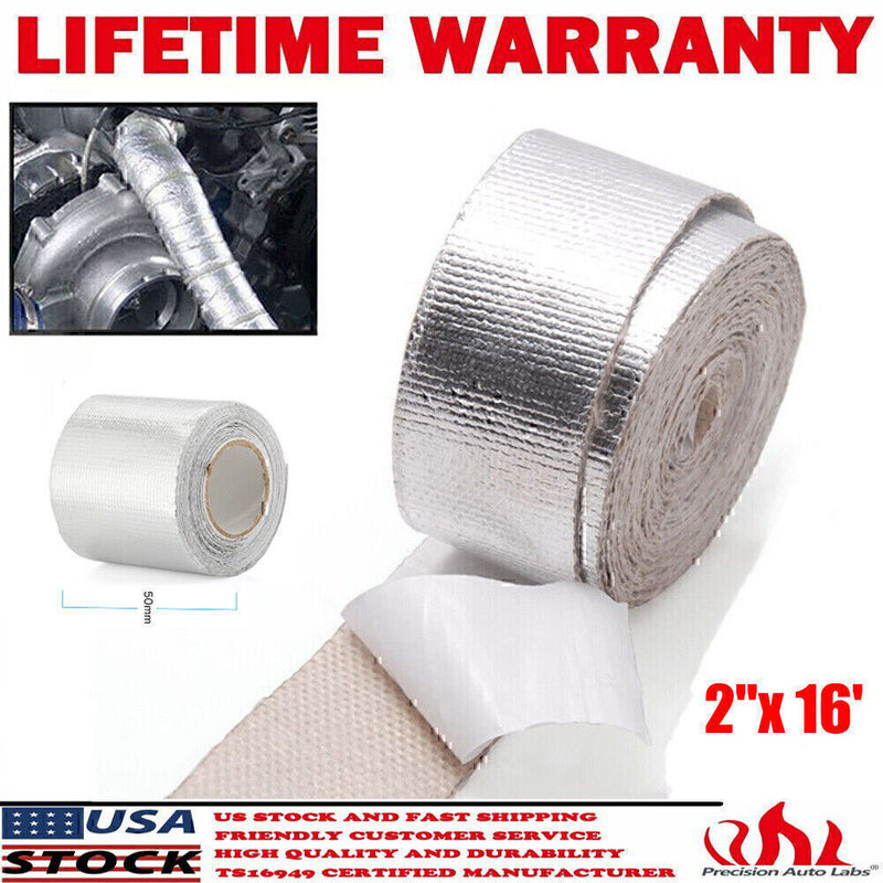 DURAFORCE 2"x 16' Adhesive Exhaust Header Turbo Manfold Pipe Aluminum Heat Shield WrapTape
