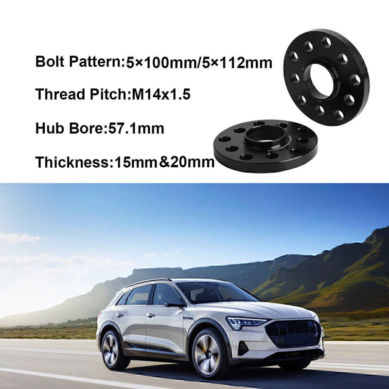 DURAFORCE 4x fit Audi VolksWagen Staggered 15 MM & 20 MM Wheel Spacers 5x100 5x112 57.1 Xm