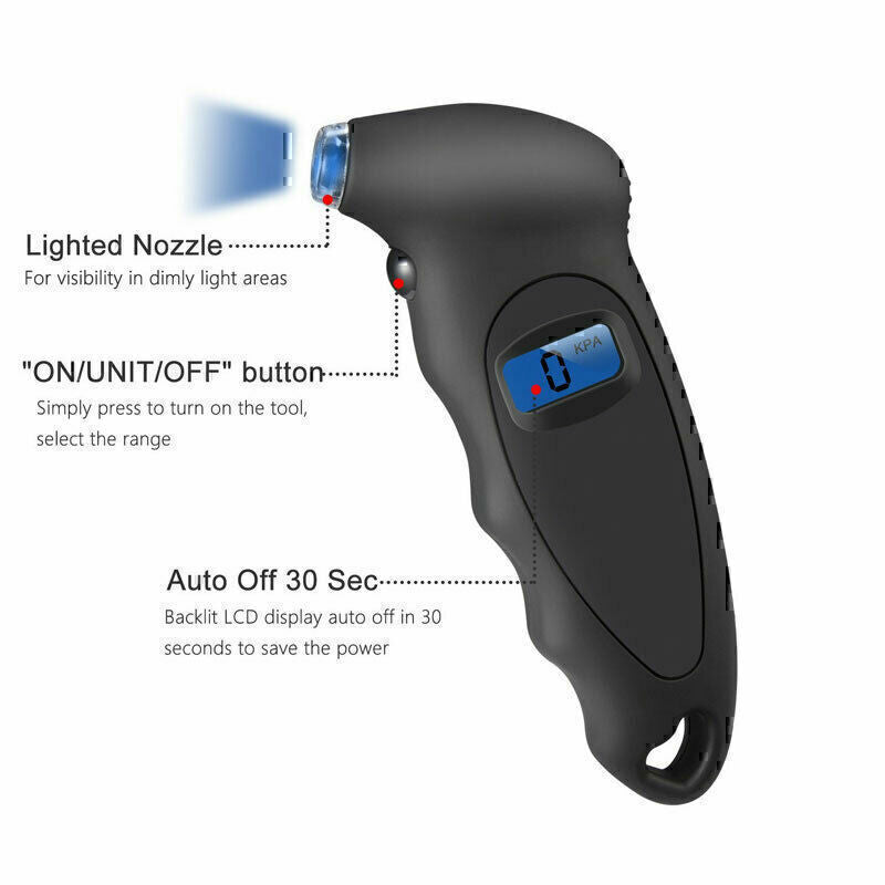 DURAFORCE Digital Tire Air Pressure Gauge Meter Tester Bike Car Truck LCD Display 150 PSI*