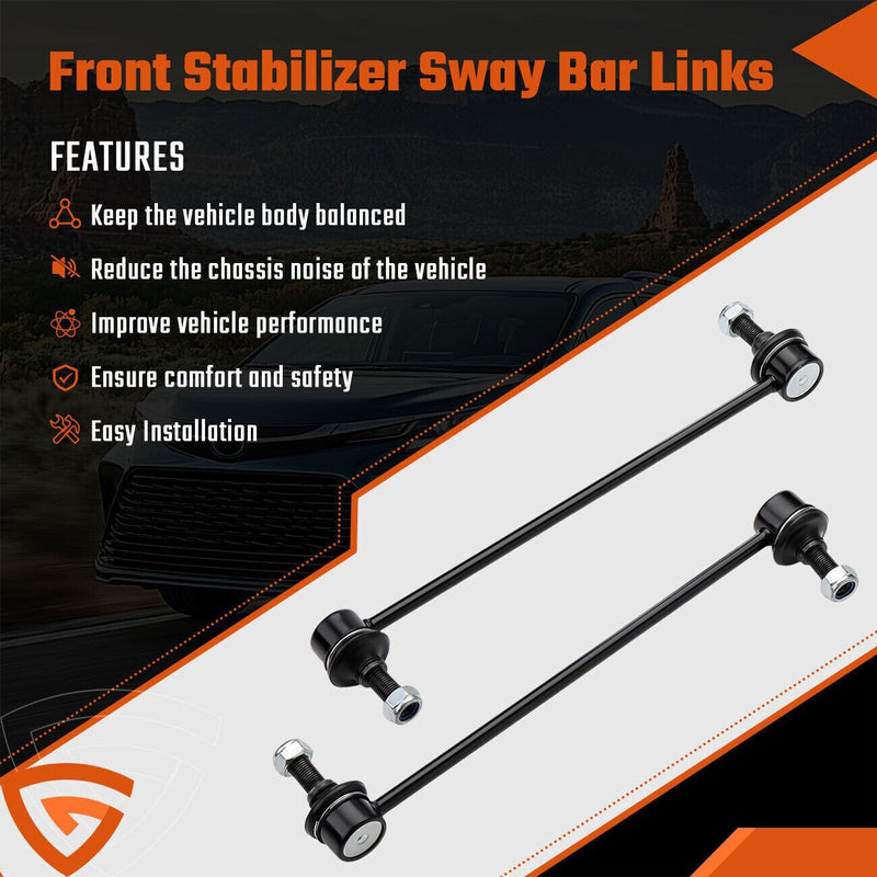 DURAFORCE 2 Front Sway Bar End Links for 2011 2012 2013 2014 2015 2016-2020 Toyota Sienna
