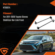 DURAFORCE 2 Front Sway Bar End Links for 2011 2012 2013 2014 2015 2016-2020 Toyota Sienna