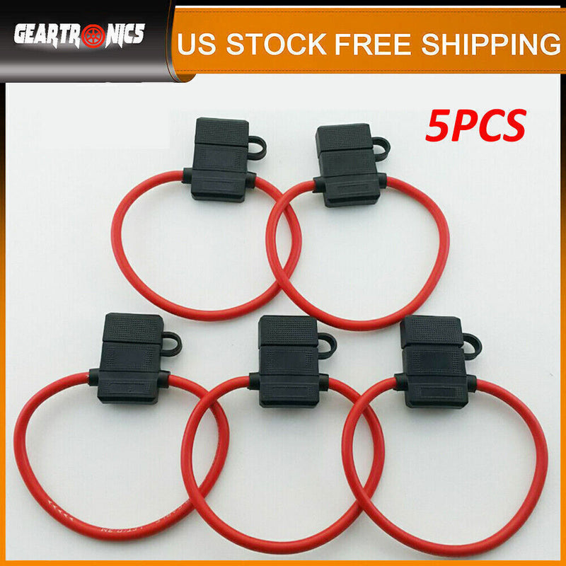 DURAFORCE 18 Gauge ATC ATO In-Line Fuse Holder Wire 12V Blade Waterproof 5 Pack 5 Amp!